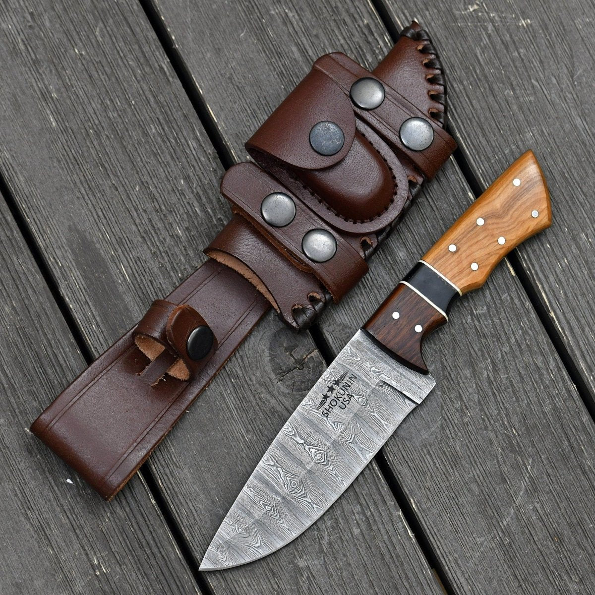 Sculptor Camp Knife with Exotic Olive Wood Handle